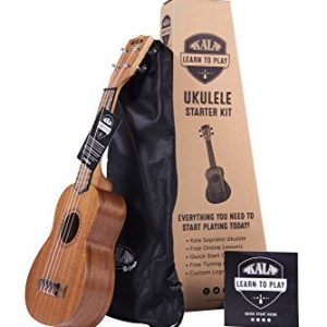 Official Kala Learn to Play Ukulele Soprano Starter Kit, Satin Mahogany – Includes online lessons, tuner app, and booklet (KALA-LTP-S)